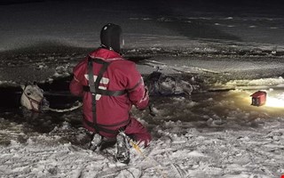 Dramatiskt n�r h�star r�ddades ur isvak